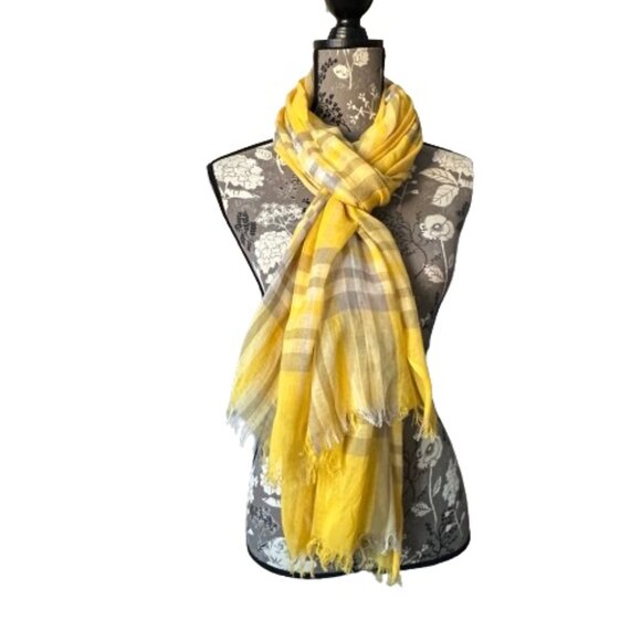 Unknown Brand OS Yellow/Gray/Tan Color Mega Check Soft Woven Wrap/Coverup/Scarf - Picture 8 of 15